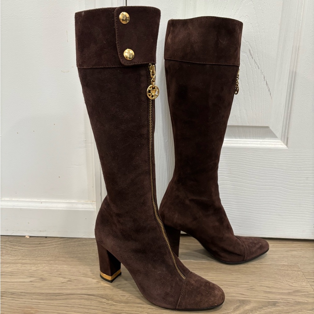 Tory Burch Brown Suede Knee-High Boots